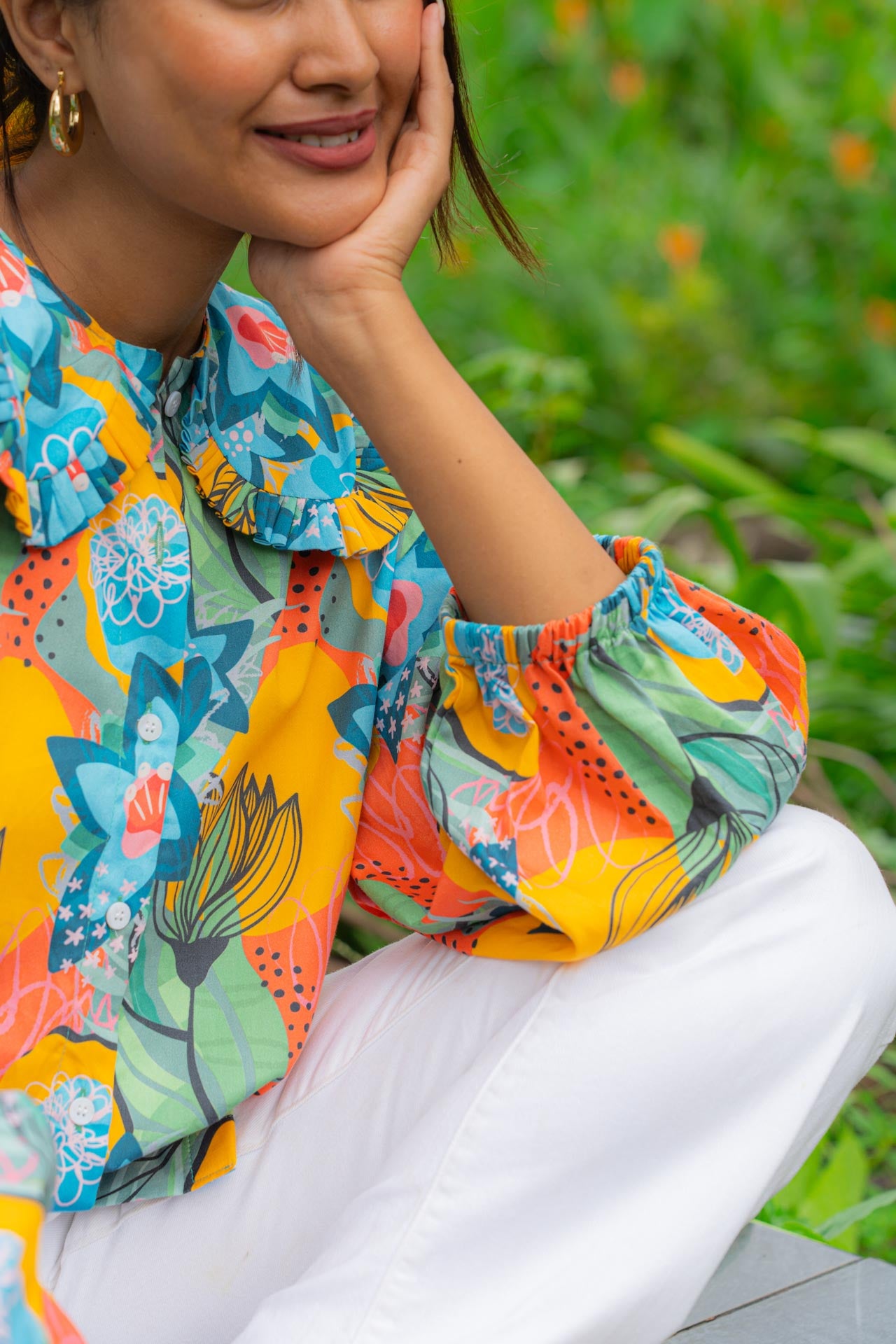 Yellow cotton shirt for women in Goa