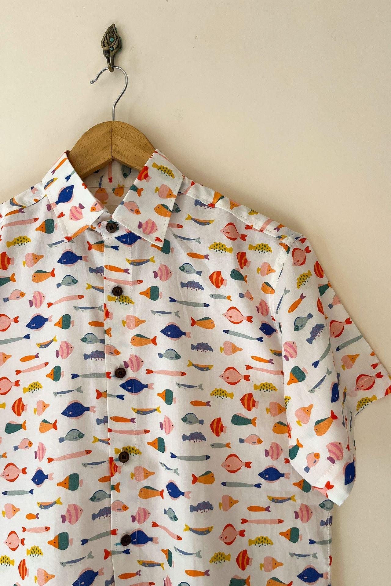 Half sleeve fish print shirt for | Siesta o'Clock